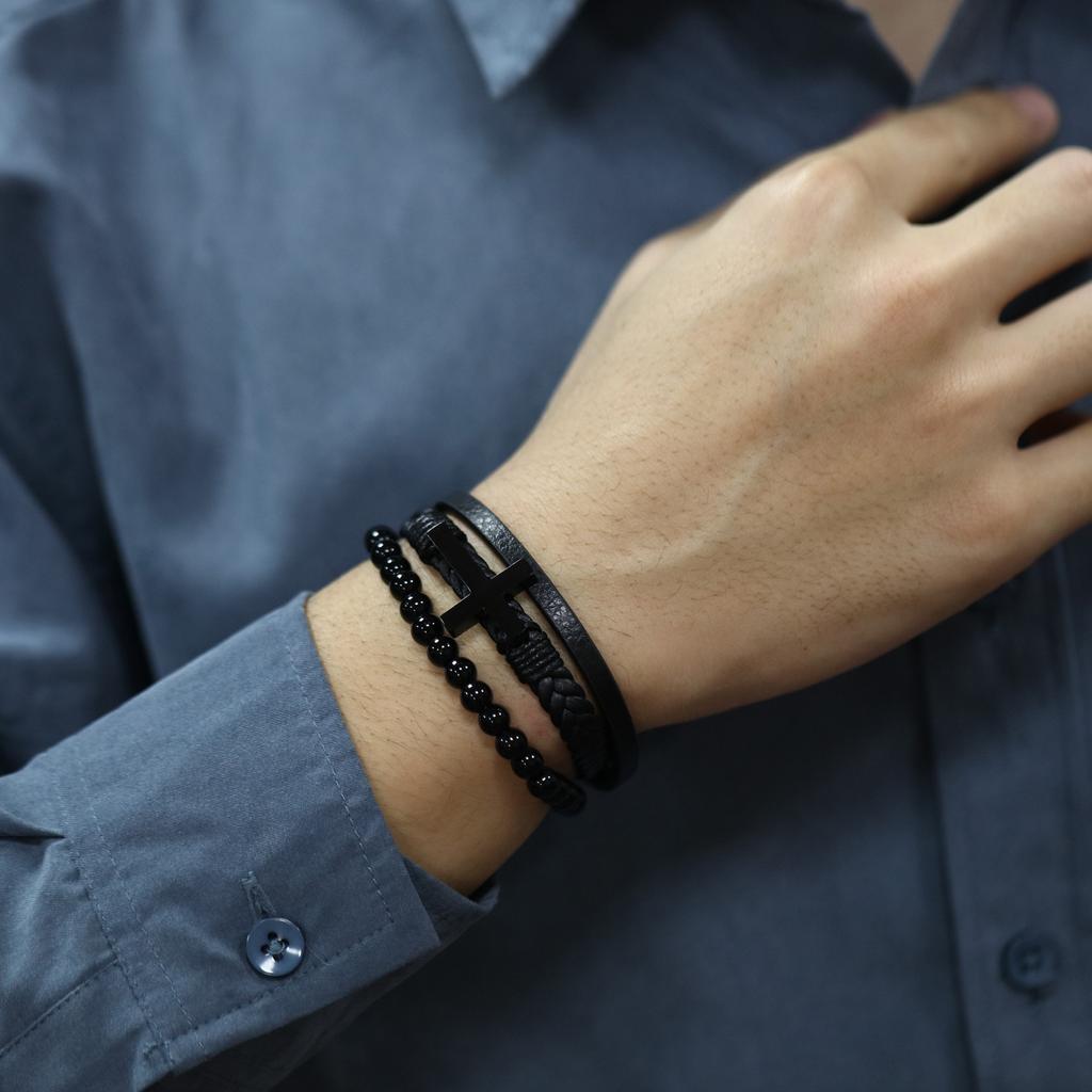 Fashion Personality Handwoven Accessories Bracelets Street Trend Vintage Cross Bracelets Men's Jewelry