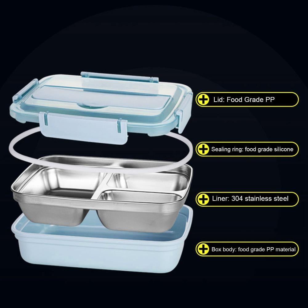 Includes Soup Bowl Portable Bento Box 4-Compartment Food Storage Container For Adults