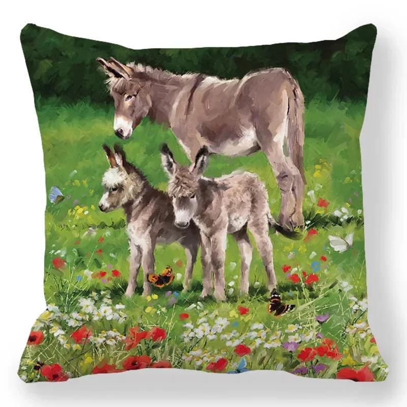 Christmas Decor Cushion Cover Christmas Gifts Home Party Decorative Pillow Cover Winter Snow Scene Animal Angel Print Pillowcase