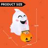 JOYFY 4.5 FT Cute Flying Ghost Halloween Inflatable with Pumpkin Candy Basket Broke for Home Window Decoration Yard