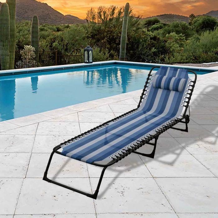Chaise Longue Jardin Exterieur Bleu 190 x 27 x 58 cm Bleu - Marbueno
