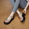 Platform Silver Open-toed Sandals Women's 2025 New Summer Out with Skirts Casual Vacation Roman Beach Shoes