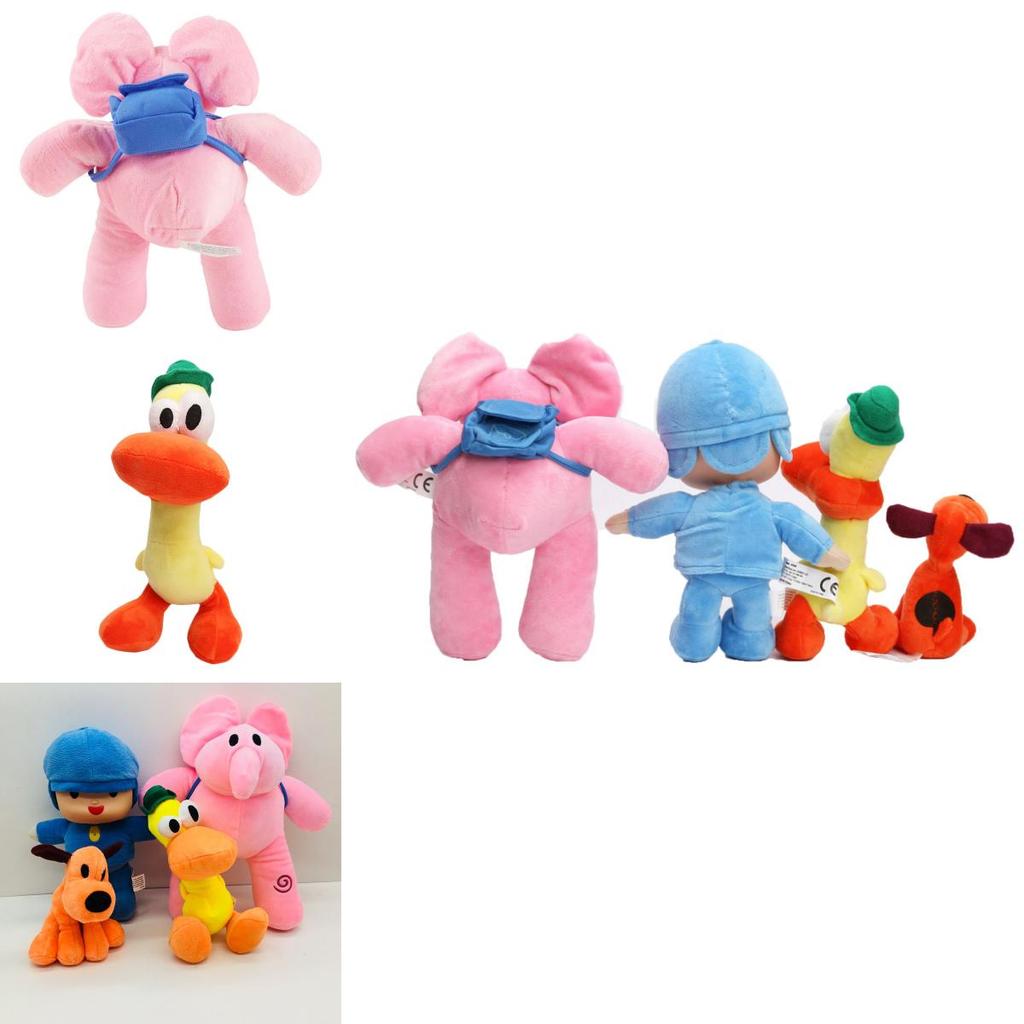Adorable Set Of 4 Pocoyo Elly Pato Loula Soft Plush Stuffed Figure Toy Dolls For Kids