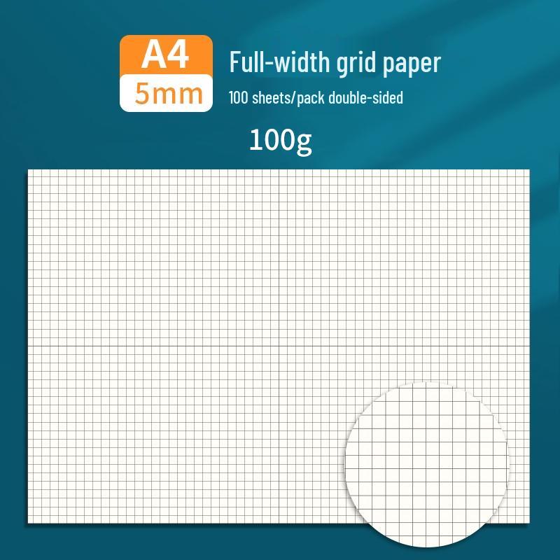 Double-Sided A4 Thickened Small-Square Grid Paper, Natural Color, Eye Protection, Non-Tear, Ideal for Postgraduate Exam Prep.