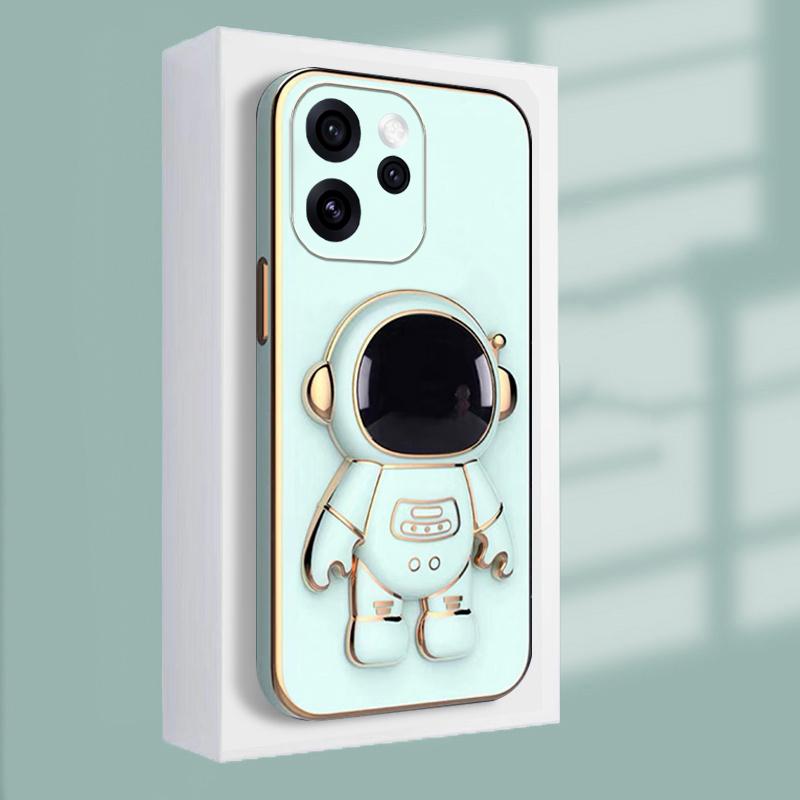 For OPPO Reno 15 Pro 15F Case Shining Astronaut Spaceman Bracket Holder Design Soft Plating For OPPO Reno 15F 15 Pro Back Cover