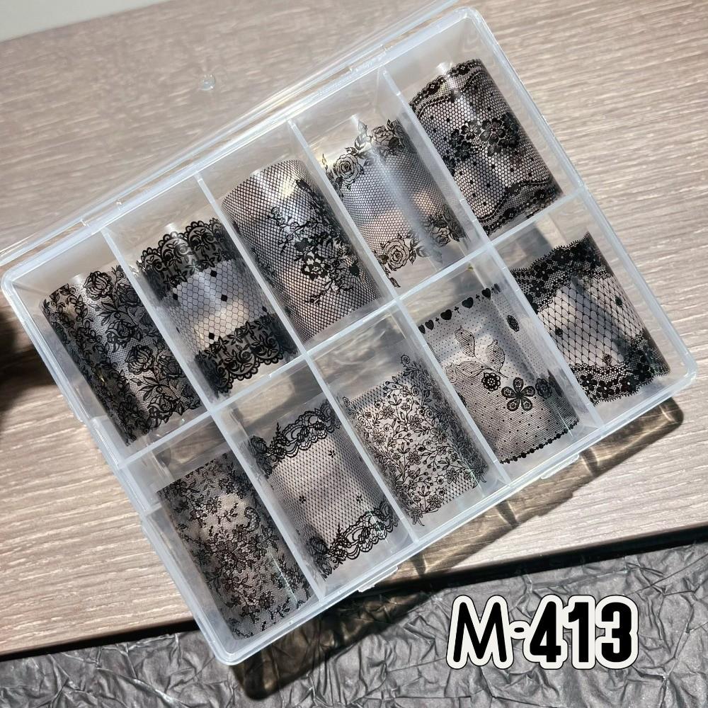 Lace Design Nail Foils Black White Nail Decals Fashion Manicure Decals  Nail Decoration