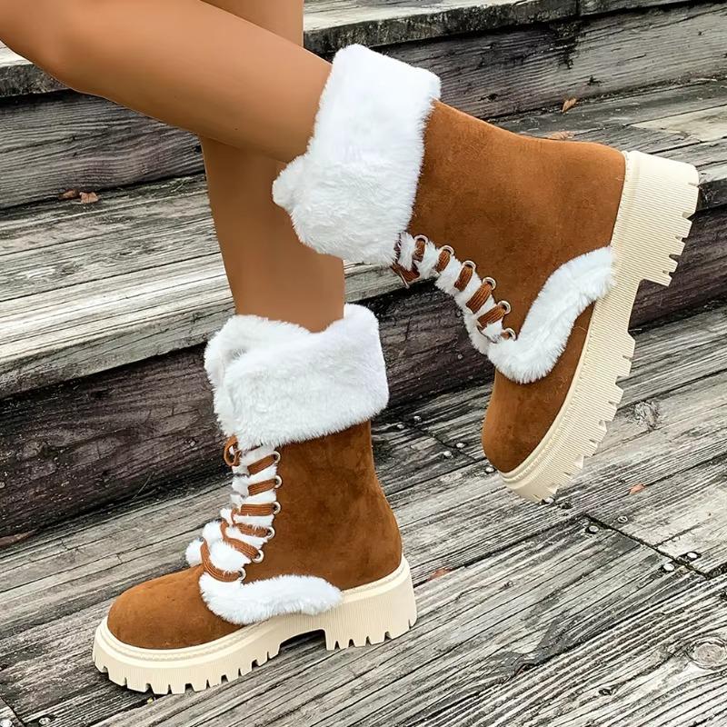Fashion 2024 Women Outdoor Durable Cozy Casual Elegant Snow Boots Women Designer Winter Warmth Platform Mid Calf Boots Shoes for Women