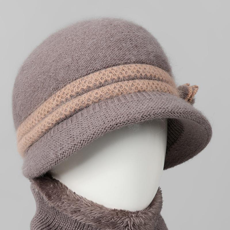 Autumn and winter hats, women's wool hats, winter velvet warm and cold-proof knitted hats