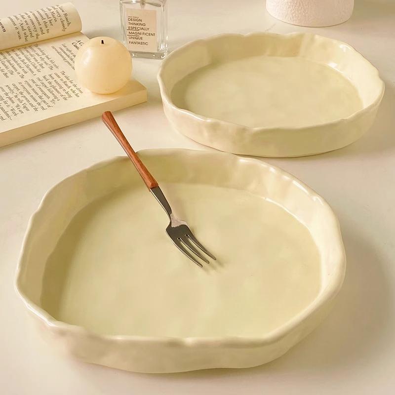Ins Style Irregular Plate Simple Household Dish Ceramic Highend Feeling Matte Pasta Plate