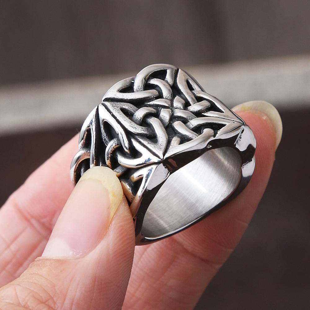 Anillos Nudo Celta de Metales Pesados para Hombres Niños Punk Vintage Acero Inoxidable Anillos Amuleto Moda Biker Joyería Regalos Venta al por Mayor