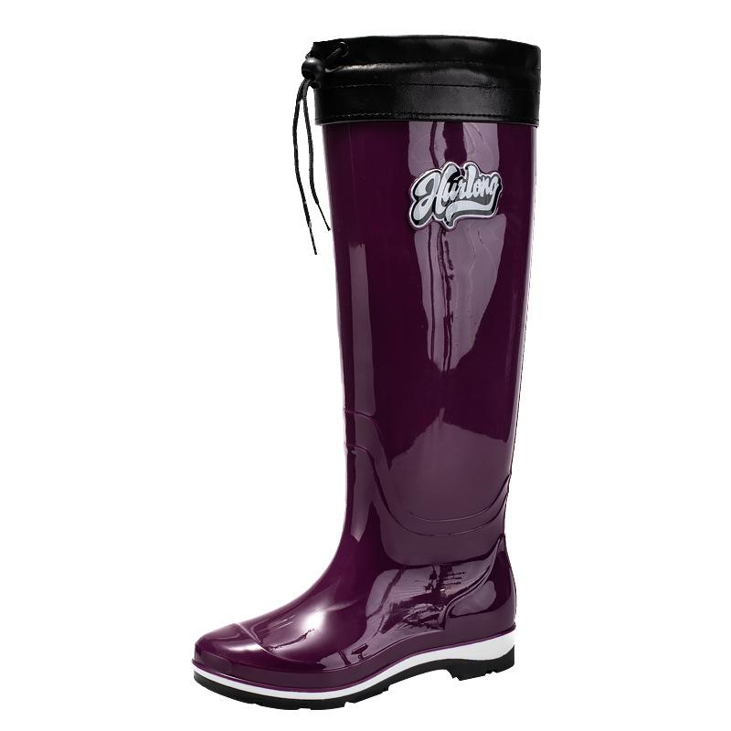 Plus Tall Rain Shoes Women's Fashion Rain Boots Outdoor Extra Tall Waterproof Shoes Rubber Shoes Velvet Long Waterproof Boots