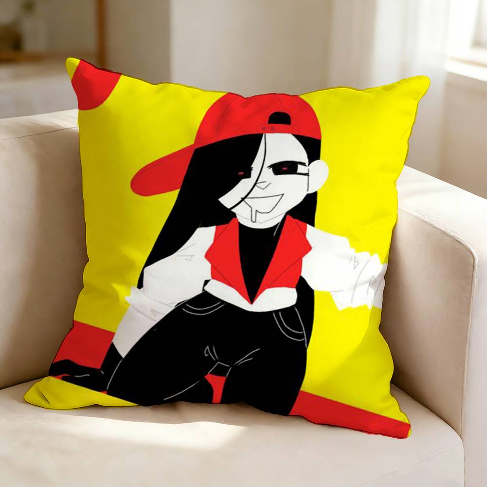 Horror Game MMeat Girl YYi Xi Singer  Pillow Case Square DoubleSided Sofa Cushion Cover Bedroom Bedside Pillow