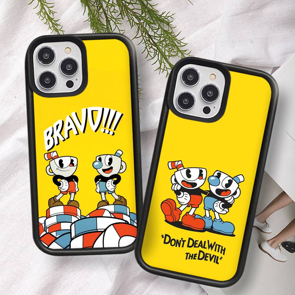 Cute Cuphead Phone Case For IPhone 17 16 Pro Max 11 12 13 14 15 Hard PC+TPU Bracket Back Cover