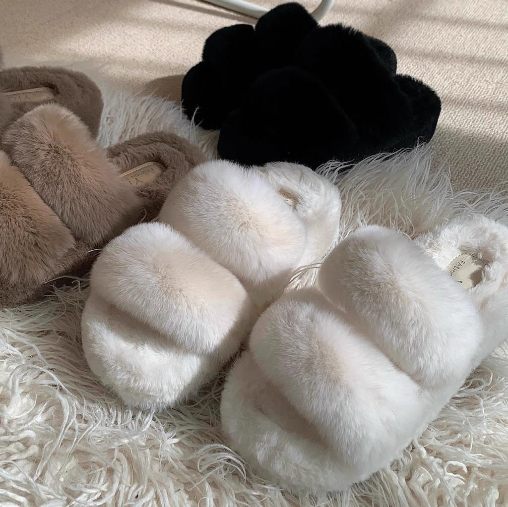 Rabbit fur version~ Really lazy rabbit fur increases 5cm Mao Mao slippers winter 2024 new Mao Mao slippers outer wear