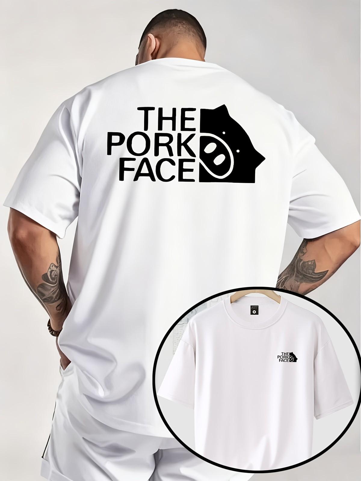 THE PORK FACE Funny Pig Head American Retro Round Neck Short Sleeve T-Shirt S разноцветный