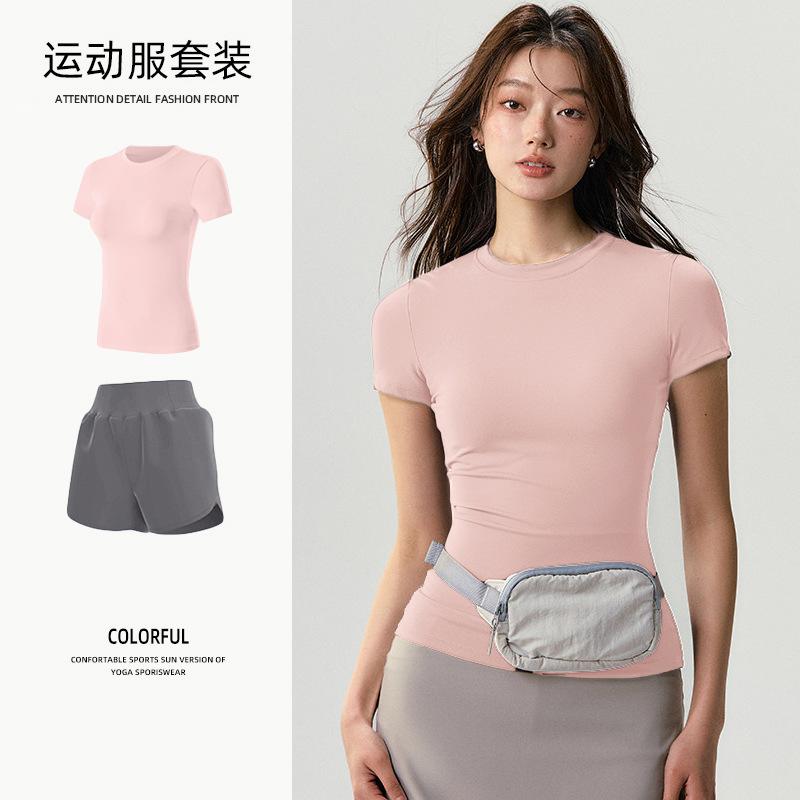 Basic Yoga T-shirt Women's Waist Versatile Fitness Short-sleeved Running Quick-drying Yoga Clothes Tight Top