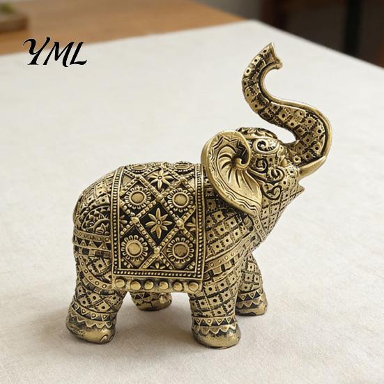 Traditional Auspicious Figure Elephant Figurine, Luck Charm Sculpture, Versatile Indoor Outdoor Decor for Ethnic Relief Crafts Car Tabletop