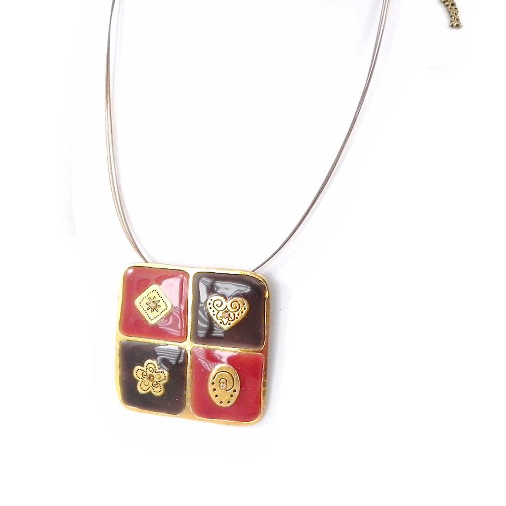 Les Trésors De Lily [C5469] - Designer-Halskette 'Salomé' Orange Braun