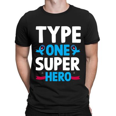 Type Een Super Diabetes Bewustzijn Held Retro Vintage Heren Dames T-shirts #BAL