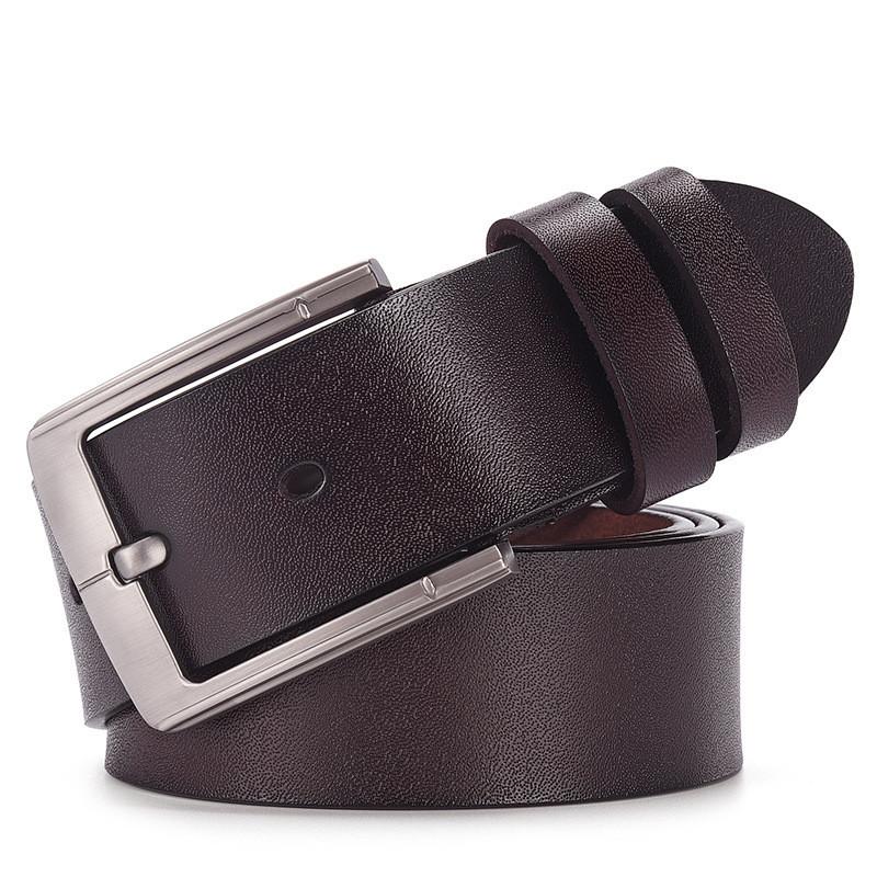 Retro Two-layer Cowhide Leather Belt With Alloy Pin Buckle In Various Colors And Lengths