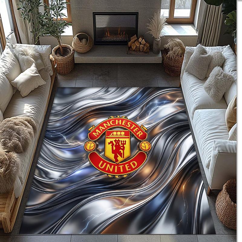 Manchester United Geprint Flanellen Vloerkleed Niet-Glijdend Zacht Polyester Vloerkleed Binnen Decoratie Mat voor Slaapkamer Woonkamer Bank