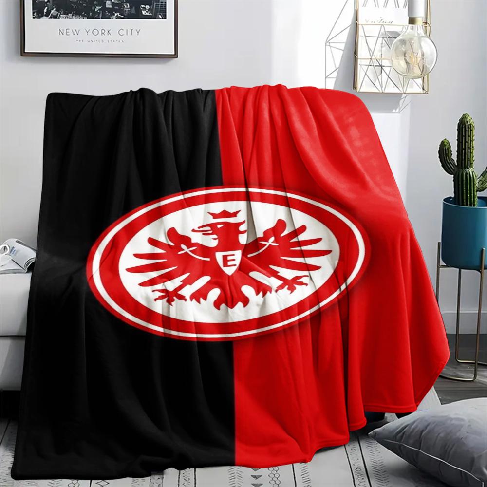 Eintracht Frankfurt Team Logo Flannel Throw Blanket, Soft Warm Sofa Bed Cover, Soccer Fan Home Decor Blanket