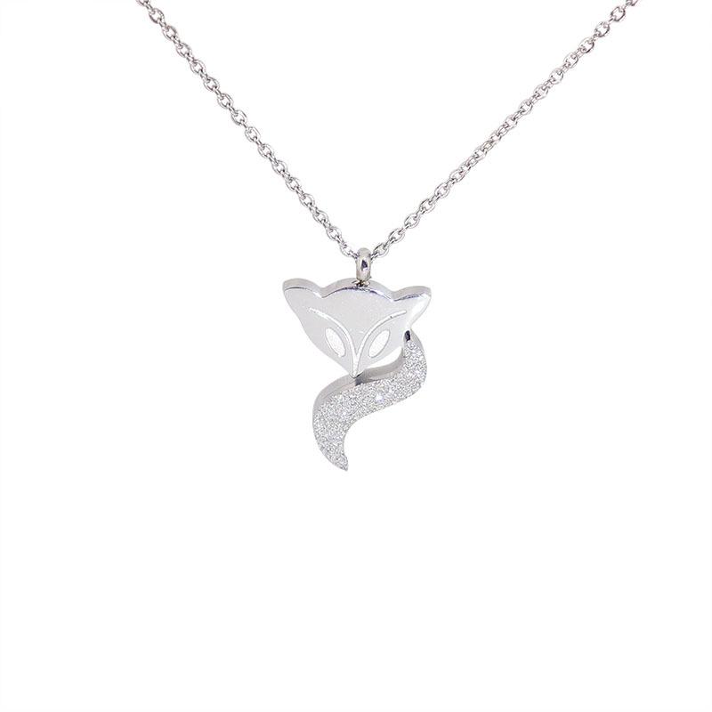 Titanium Steel Matte Fox Necklace Female Collarbone Chain Stainless Steel Jewelry Pendant