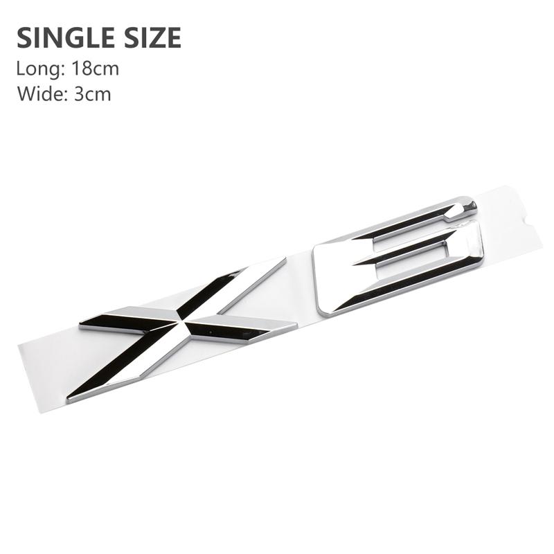 Logo 3D Chrome Stříbrné písmeno na ocasu Plastový znak Odznak Nálepka Dekorace pro X1 X3 X5 X6 E83 F25 GT Autodoplňky Styling