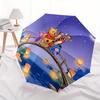 Pooh Bear, Lantern Festival Automatic Opening and Closing Umbrella - 8 Ribs Portable Folding Umbrella with Plastic Handle, Suitable for Leis