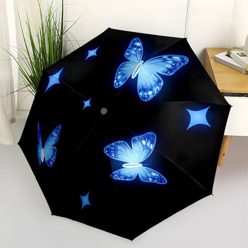 1pc Butterfly Stars Automatic Folding Umbrella, Heavy Duty 8 Rib Iron Frame,  Suitable for Travel, Daily Use, Birthday, Decor Gift  55