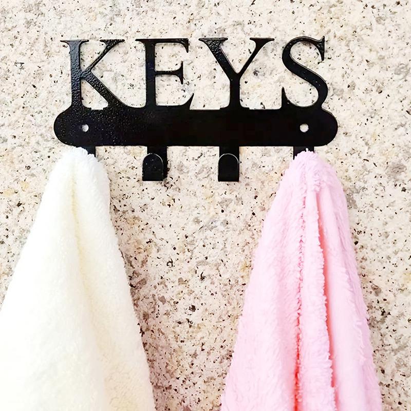 1Pcs Wall Mounted Decor Black Metal Key Holder Hook With Sweet Home Decorative Hook For Wall Coat Rack Storage Rack Wall Hanging