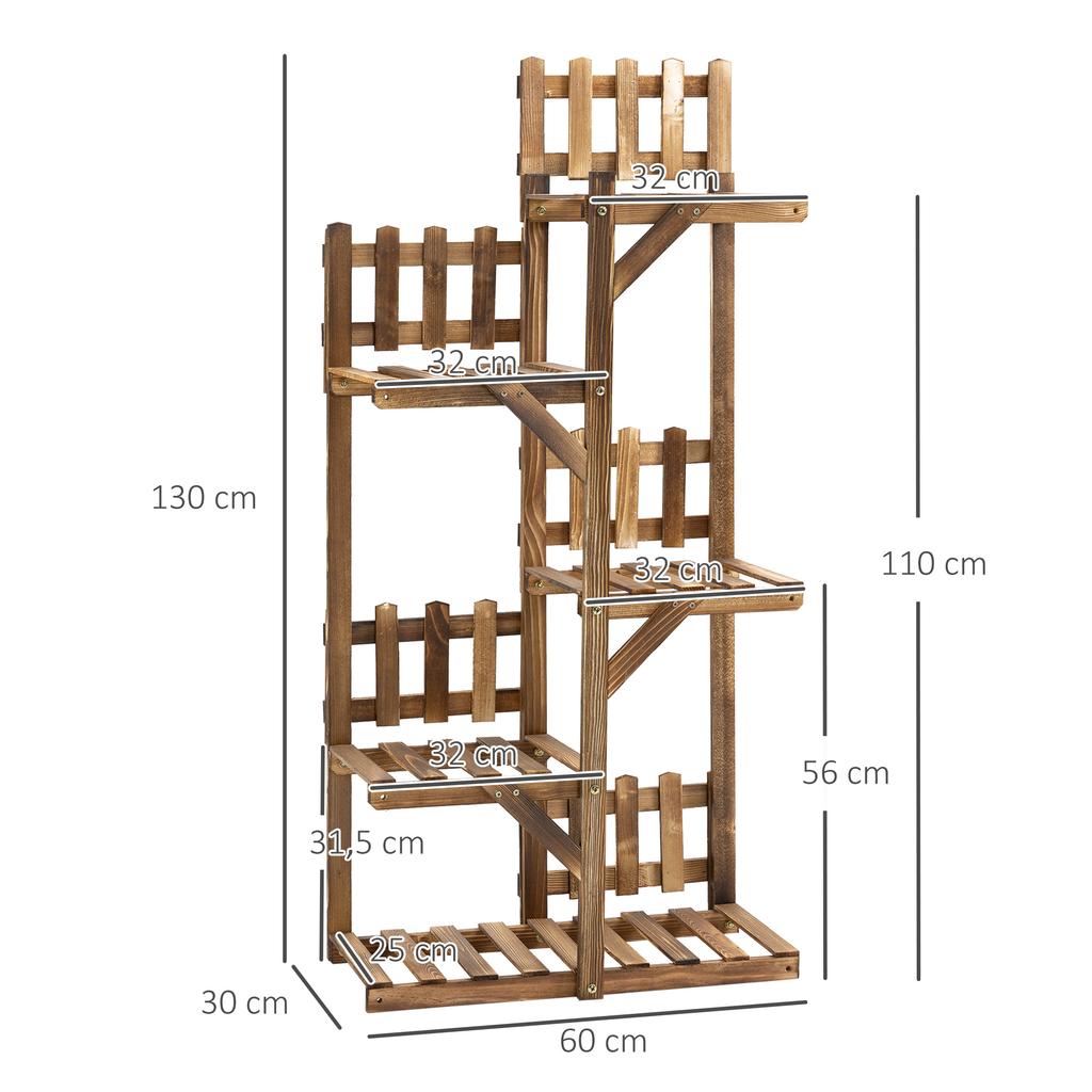 Fir Wood Flower Shelf Pot Stands Plant Stand 5 Shelves Ornament Small Railings 60 x