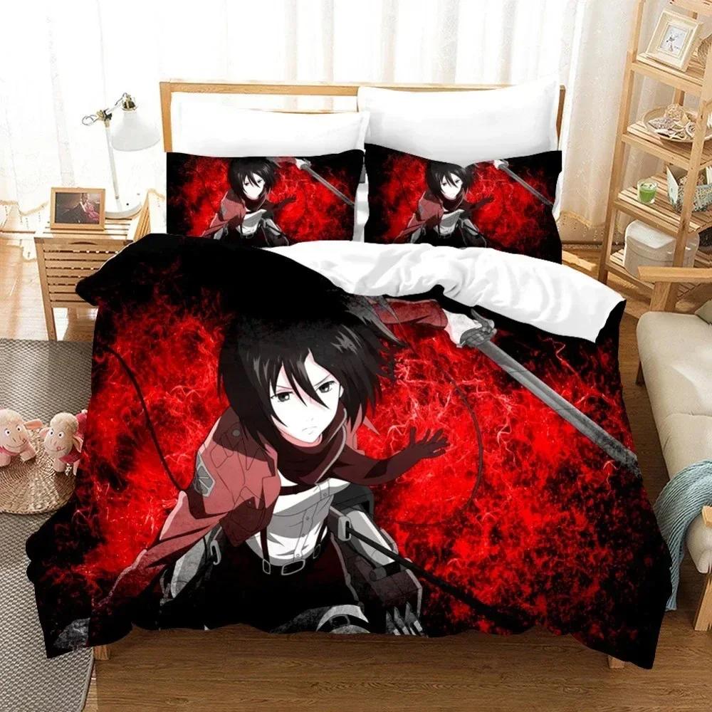 3D Anime Attack On Titan AOT Printed Bed Set Duvet Cover Pillowcase Bedding Set Bed Linen Sheet Quilt Cover Full Queen King Size