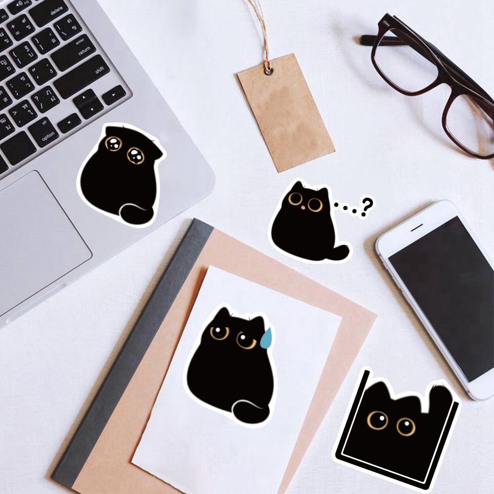 40PCS Black Cat Cute Stickers Vintage For DIY Notebook Guitar Scrapbooking Motorcycle Luggage Graffiti Decals Gifts For Children