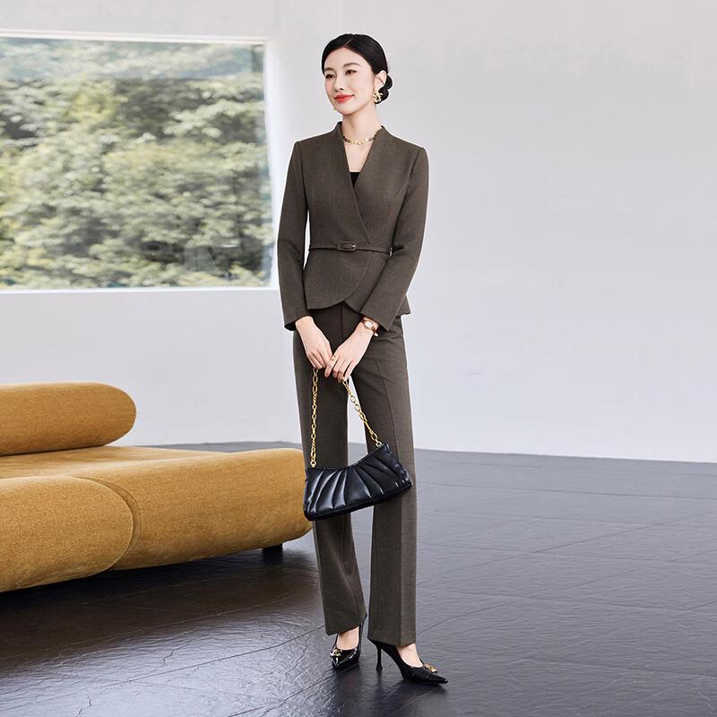 Women's Elegant Grey-Brown Professional Suit Set