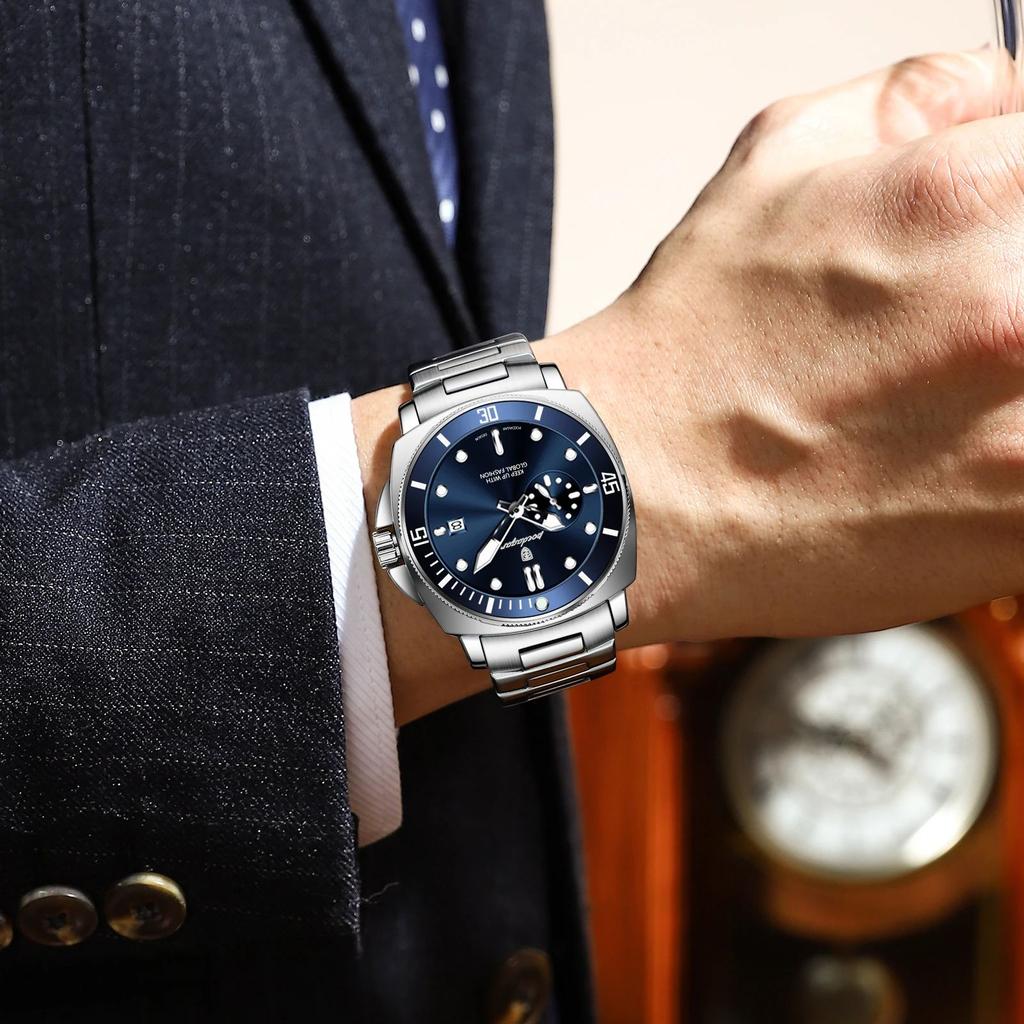 POEDAGAR Fashion Luxury Watch For Men Waterproof Luminous Date Men's Watches Stainless Steel Business Quartz Male Wristwatch