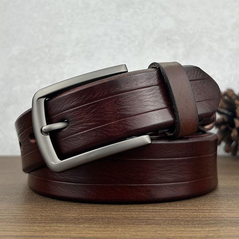 Handmade Pure Cowhide Belt Men'S Genuine Leather Pin Buckle Retro Casual Youth Belt First Layer Cowhide Young People'S Belt Tide