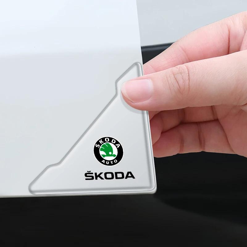 WLQP2 2pcs Car Door Corner Protection Sticker Anti-Collision Protector For Skoda Yeti VRIS Octavia a5 a7 Karoq Kamiq Fabia Kodiaq
