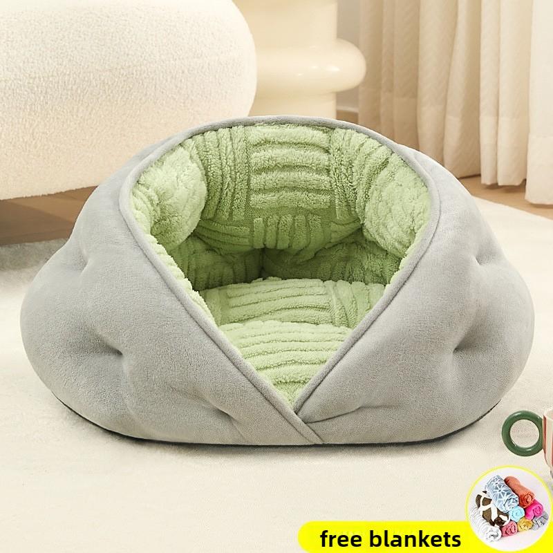 Winter Cat Dog Bed Keep Warm Semi-enclosed Kitten Sofa Bed Pet Kennel Pet House Four Seasons Sleeping Pad for Cats Small Dogs
