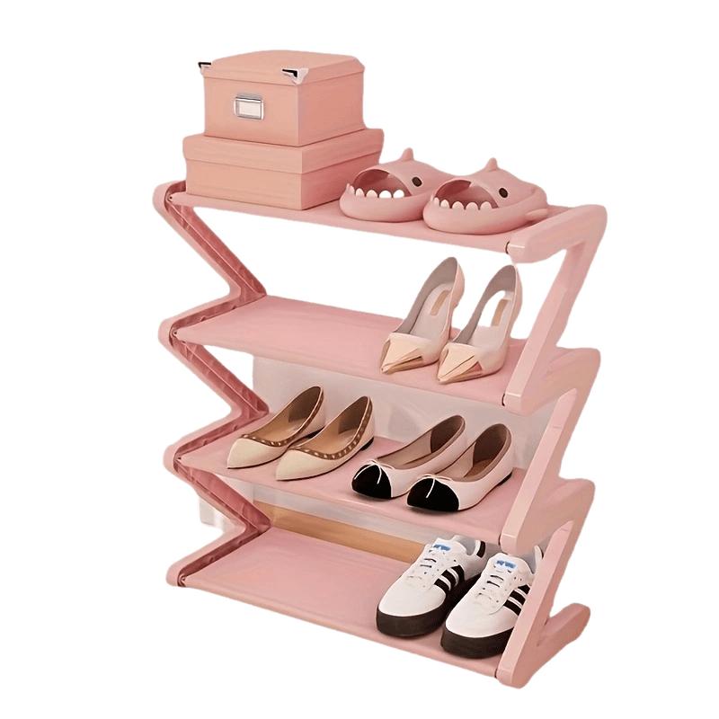 1pc 4-Tier Z-Shaped Shoe Rack - Easy Assembly Multi-Purpose Floor Standing Organizer for Home, Dorm, Entryway - Shoe Storage Organizer