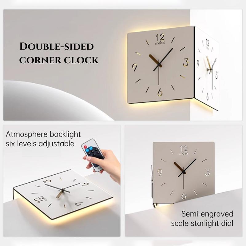 Modern Double-sided Corner Wall Clocks Luxury Clock Watch Creative Living Room Design Clocks Minimalist Watches Home Furniture