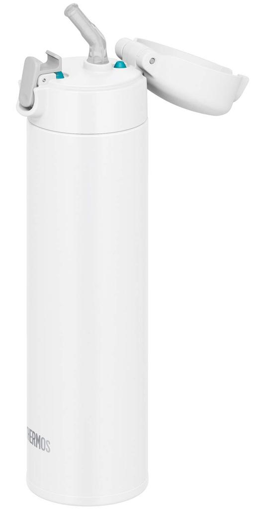 Thermos Vacuum Insulated Straw Keeps Drinks Cold WH Bottle, 450ml, White, Only, FJM-450