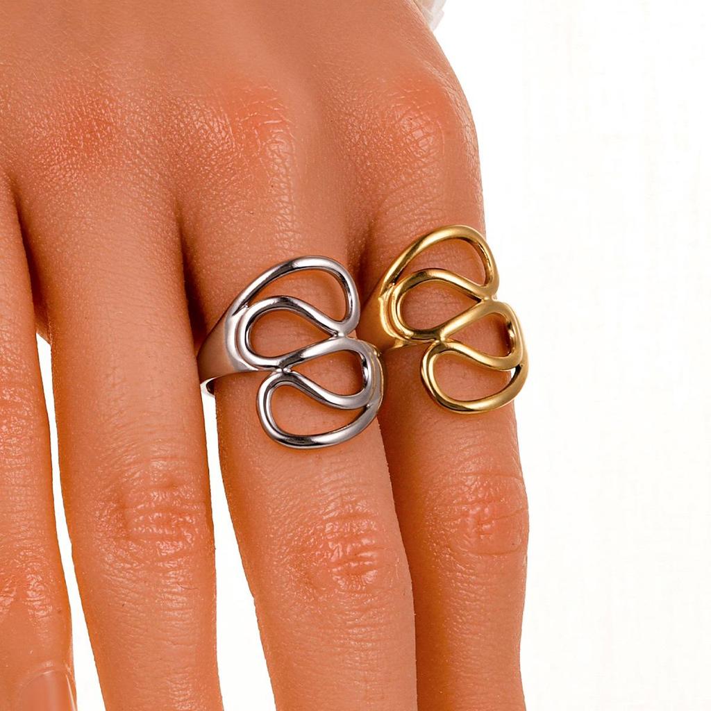 INS Style Geometric Open Ring - 18K Gold Plated Stainless Steel Jewelry