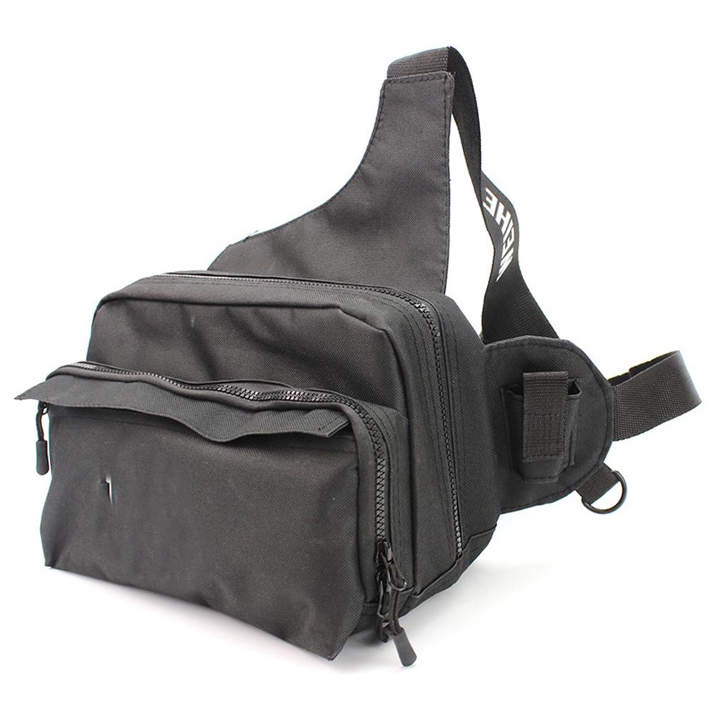 Fishing Tackle Waist / Cross-body Bag With Rod & Gear Holder Water-Resistant Cross Body Sling Bag With D-Rings And Waist Strap For Outdoor Fishing