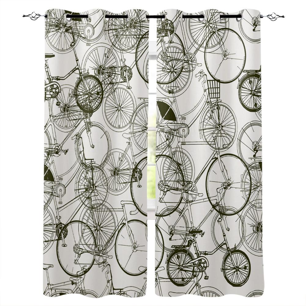 Bicycle Window Curtains Living Room Decor Curtains for Bedroom Luxury Home Decor Flat  Window