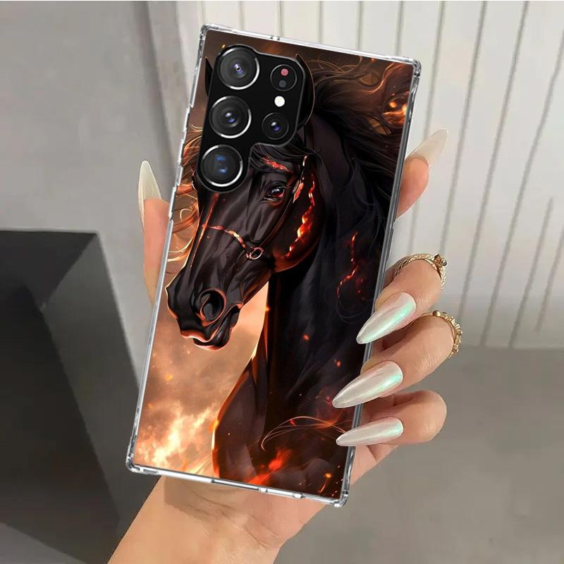 Animal Black Horse Phone Case for Samsung Galaxy S26 S24 S23 Ultra S25 Edge S22 S21 Plus S20 FE + Soft Print Shell Funda Galaxy