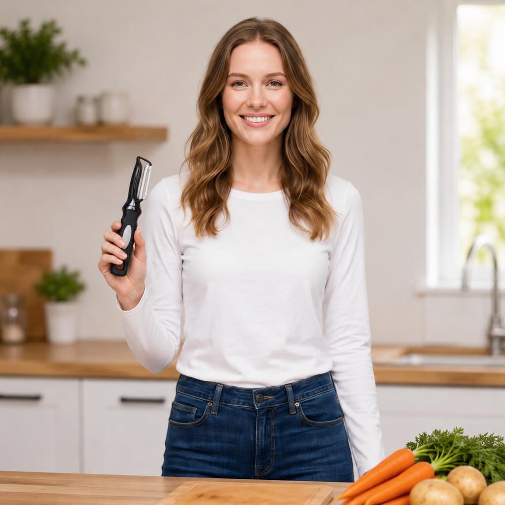 Multifunctional Vegetable Peeler Stainless Steel Blade Ergonomic Handle Kitchen Tool for Efficient Peeling and Slicing