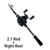 Combo Canna da Pesca Spinning Portatile Corta Telescopica Mini Canna da Mare Lunghezza Chiusa 41-42 cm Con Rapporto di Recupero 7.2:1/5.2:Kit 1 Ruota