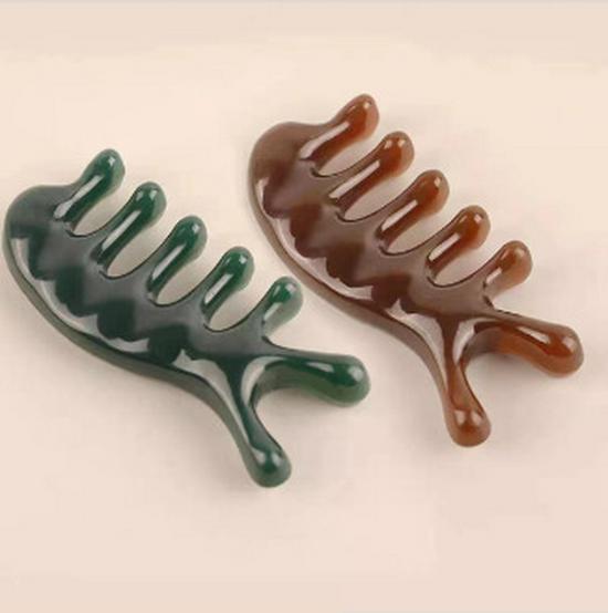 Акупрессурная Гуаша Пятизубчатый Терапевтический Гребень для Головы, Шеи, Лица и Глаз One Piece