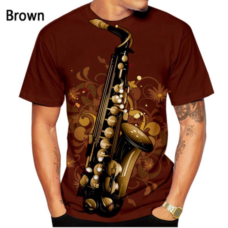 Saxofon Tričko Hip Hop Hudba 3D Tisk Tričko Pánské Dámské Letní Ležérní Tričko s Krátkým Rukávem Topy